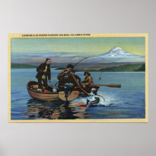 Poster Washington - Vue des pêcheurs qui attrapent un Sau