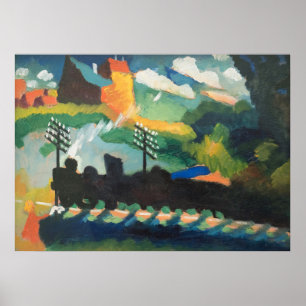 Poster Wassily Kandins Murnau Vue Avec Chemin De Fer Et C