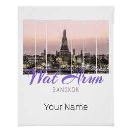Poster Wat Arun Temple Bangkok Thaïlande Sunset Souvenir