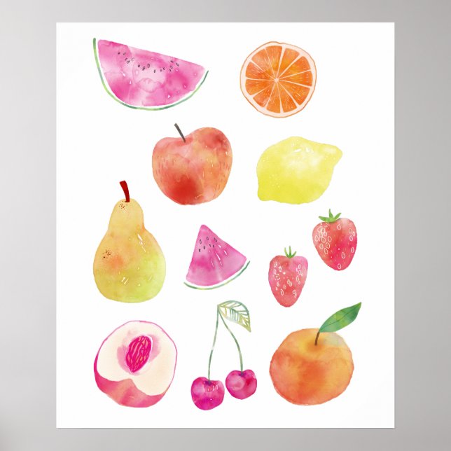 Poster Watecolor Peinture de fruits (Devant)