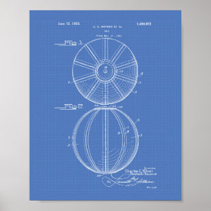 Poster Water Polo Ball 1923 Brevet Art Blueprint