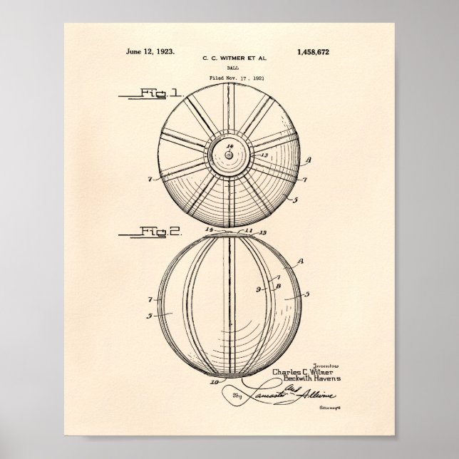 Poster Water Polo Ball 1923 Brevet Art Old Peper (Devant)