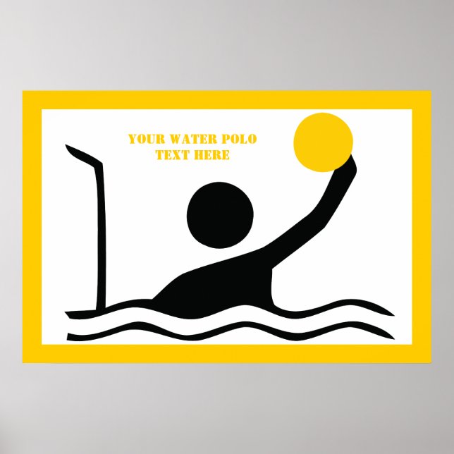 Poster Water polo player black silhouette custom (Devant)
