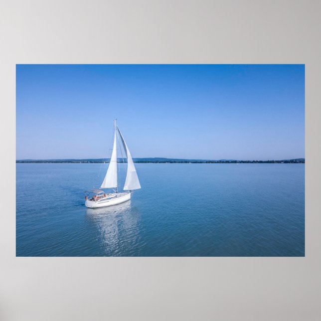 Poster Water | Yacht at Lake Balaton Lake Hungary (Devant)