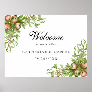 Poster Watercolor apples Wedding welcome sign