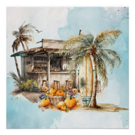 Poster Watercolor Beach Thanksgiving