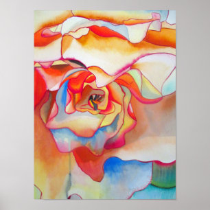 Poster Watercolor begonia art abstrait