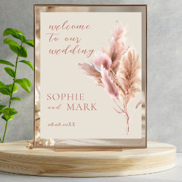 Poster Watercolor Boho Pampas Grass Welcome Wedding