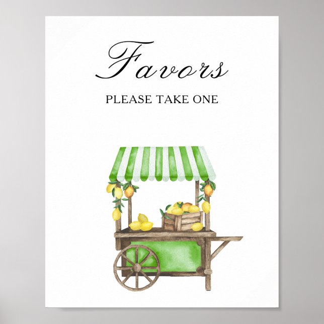 Poster Watercolor citrus bridal shower - Favors (Devant)