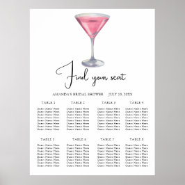 Poster Watercolor Cocktail Wedding seating chart
