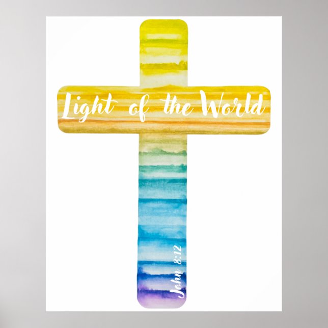 Poster Watercolor Cross / Art chrétien / Paisible (Devant)
