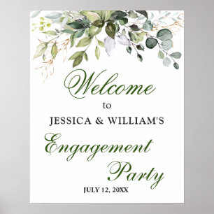 Poster Watercolor Eucalyptus Green Engagement Party