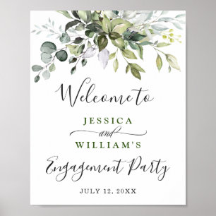 Poster Watercolor Eucalyptus Green Engagement Party
