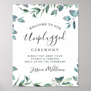 Poster Watercolor Eucalyptus Unplugged Wedding Ceremony