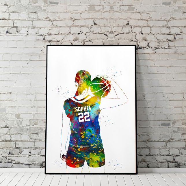 Poster Watercolor Female Basketball Player (Créateur téléchargé)