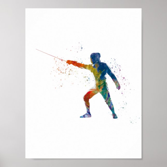 Poster watercolor fencing (Devant)