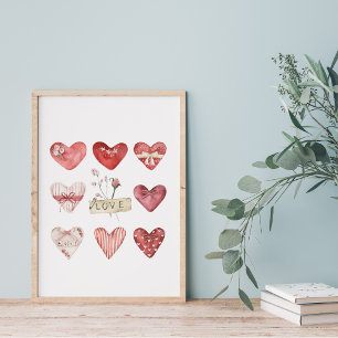 Poster Watercolor Ferme Saint-Valentin Coeur