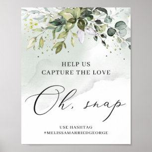 Poster Watercolor greenery oh snap capture the love sign