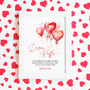 Poster Watercolor Hearts Valentine Diaper Raffle