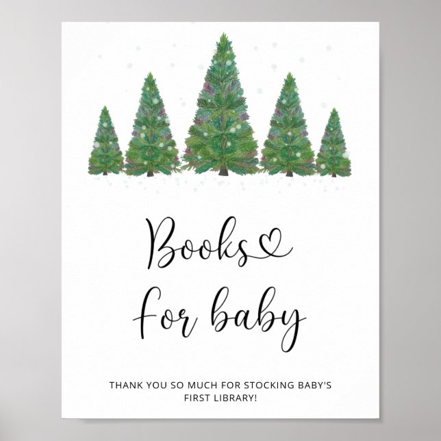 Poster Watercolor livres d'hiver pour bébé (Devant)