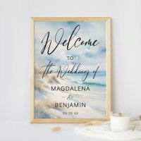 Watercolor Ocean Coastal Beach Mariage Bienvenue