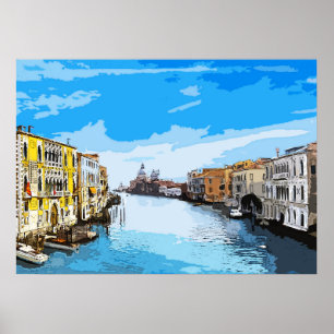 Poster Watercolor Painting of Venice, Italy