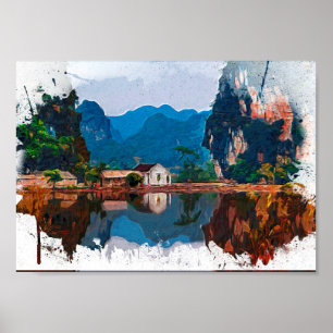 Poster watercolor painting vietnam