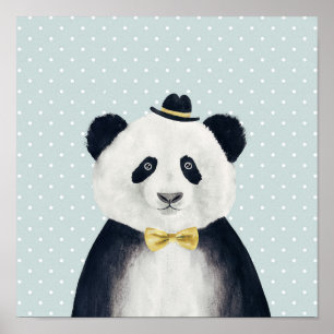 Poster Watercolor Panda Bear