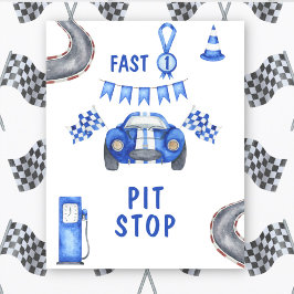Poster Watercolor Race Car Premier anniversaire PIT STOP