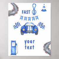 Watercolor Race Car Premier Anniversaire texte per