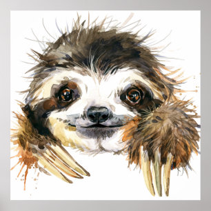 Poster Watercolor sloth