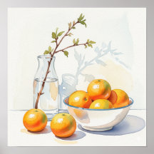 Watercolor Still Life - Oranges