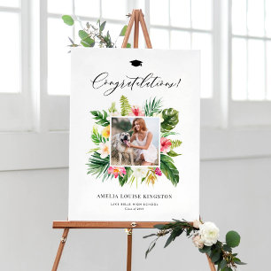 Poster Watercolor Tropical Frame Photo Graduation Party