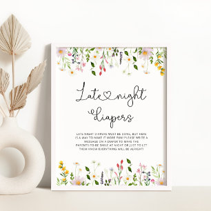 Poster Watercolor wildflowers Late night diapers game