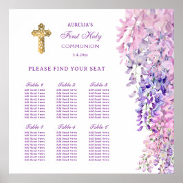 Poster Watercolor Wisteria First Communion Seating Chart