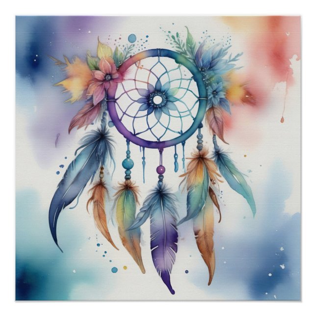 Poster Watercolors dreamcatcher (Devant)