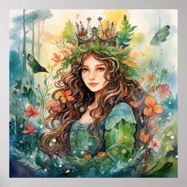 Poster Watercolour Forest Princess (Devant)