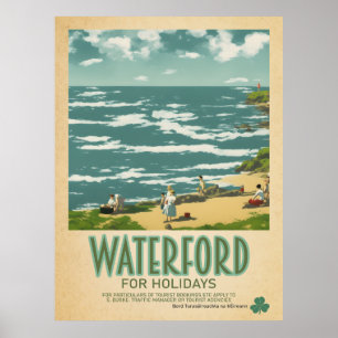 Poster Waterford Irlande, Retro Irish Travel Advert