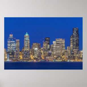 Poster Waterfront and Downtown Skyline at Twilight