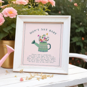 Poster Watering Can Baby Bloom Ne pas dire Baby shower je