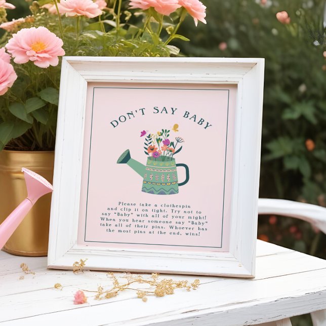 Poster Watering Can Baby Bloom Ne pas dire Baby shower je (Créateur téléchargé)