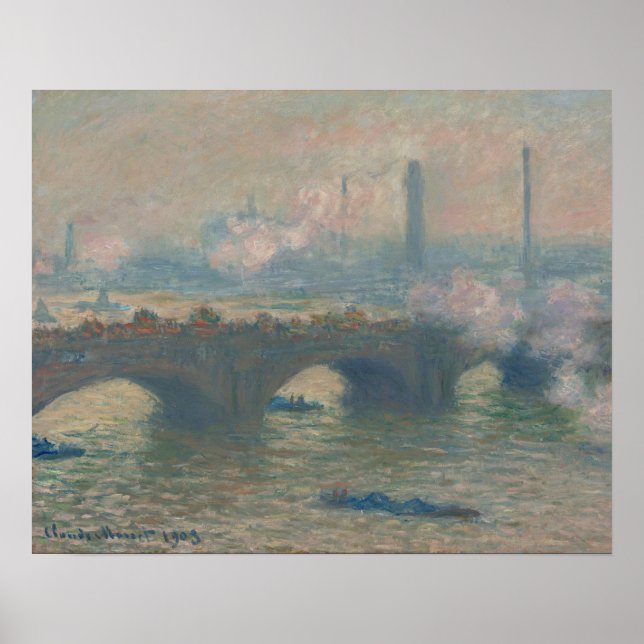 Poster Waterloo Bridge, Gray Day (1903) par Claude Monet (Devant)