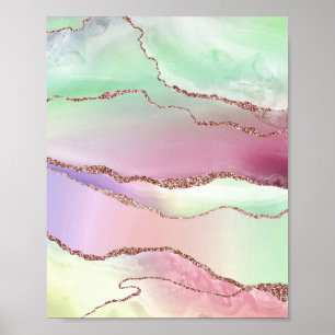 Poster Watermelon Agate Neo Mint Green and Cassis Pink