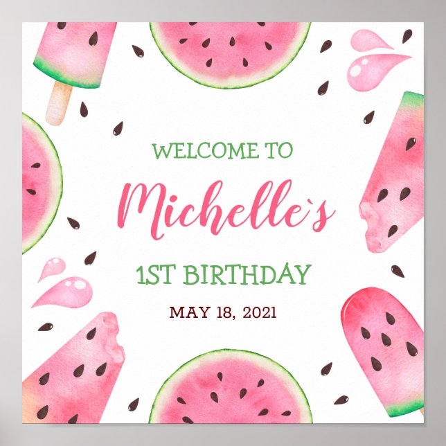 Poster Watermelon One in a Melon Bienvenue 1er anniversai (Devant)