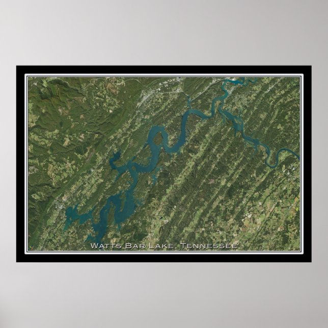 Poster Watts Bar Lake Tennessee Carte de l'affiche satell (Devant)