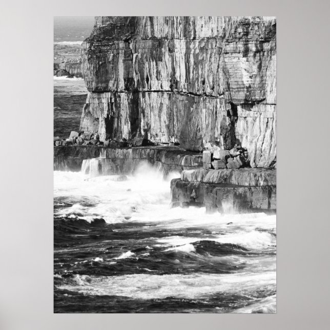 Poster Waves & Stone - B&W 2 (Devant)