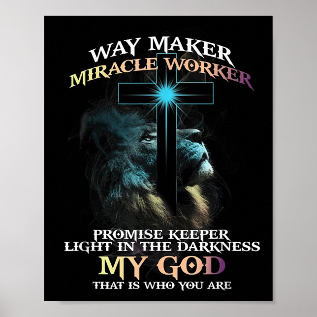 Poster Way Maker Miracle Worker Promise Keeper Light In D (Devant)
