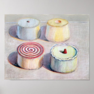 Poster wayne thiebaud - quatre gâteaux 1996