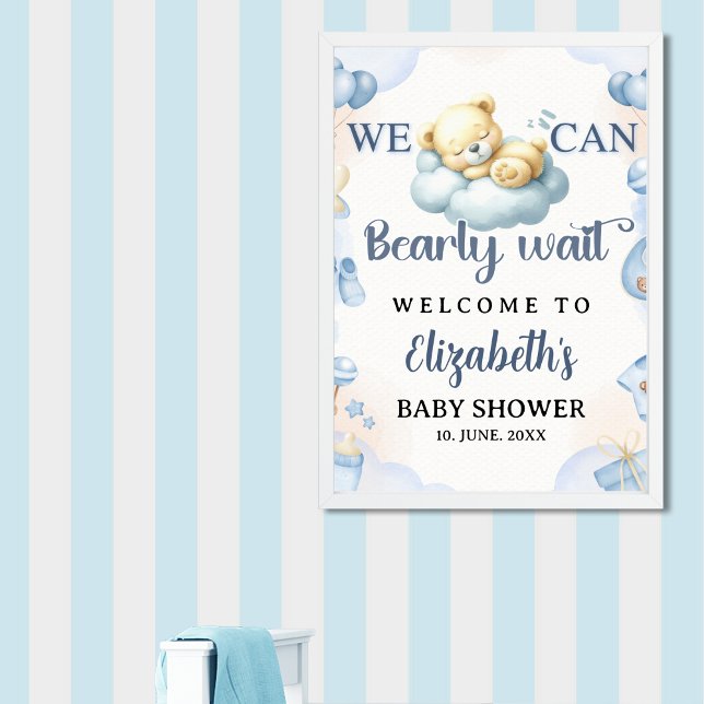 Poster We can Bearly wait - Teddy Bear Baby Shower Boy (Créateur téléchargé)