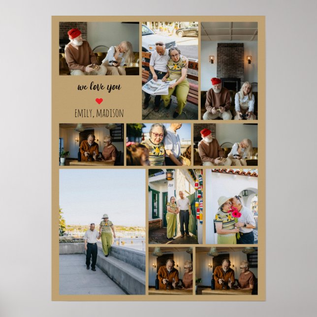 Poster We Love You Custom Family Photo Collage  (Devant)